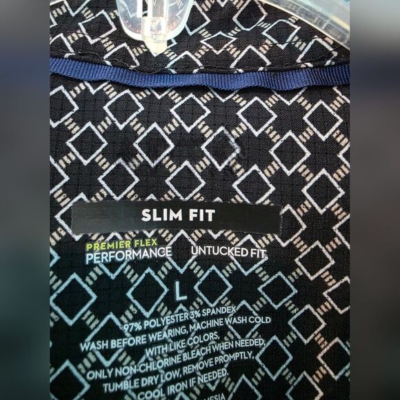 Black and White Casual Button Down Shirt with Polka Dot Pattern Mens Large - Picture 3 of 3